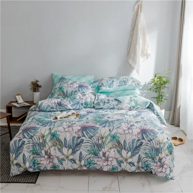 

Plants Printed Bedlinen Cotton Sheet Pilowcase Duvet Cover Sets Single Queen Double King Size Bedding Sets