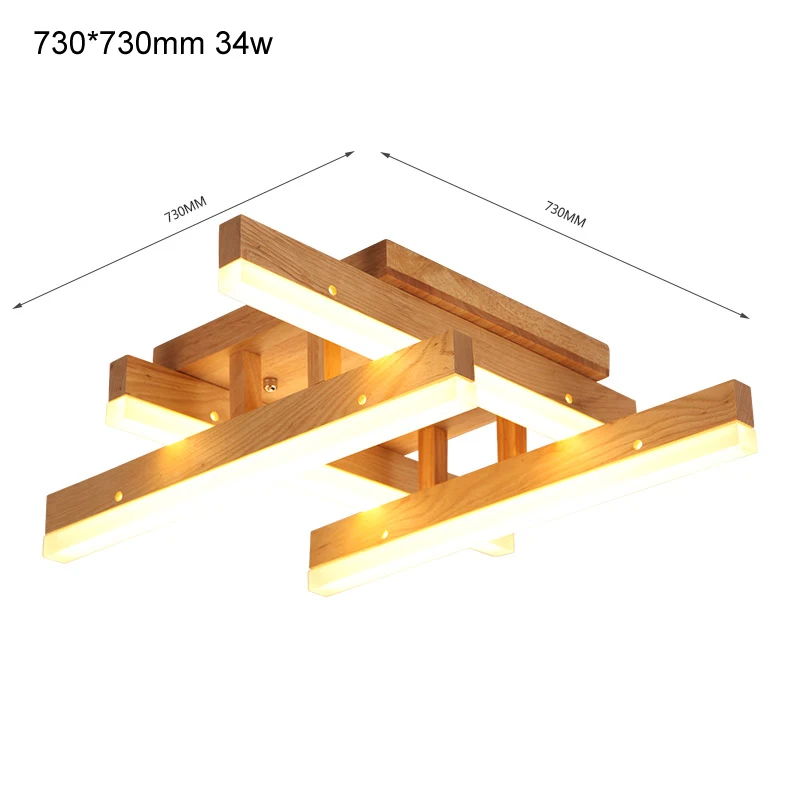 Светодиодный потолочный светильник из дерева для спальни, гостиной, AC85-265V, светодиодный потолочный светильник lamparas de techo - Цвет корпуса: 73x73cm 34w