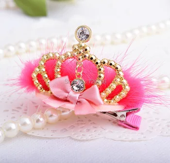 

120pcs/lot Baby Girl Rabbit hair crown clip birthday crown clip