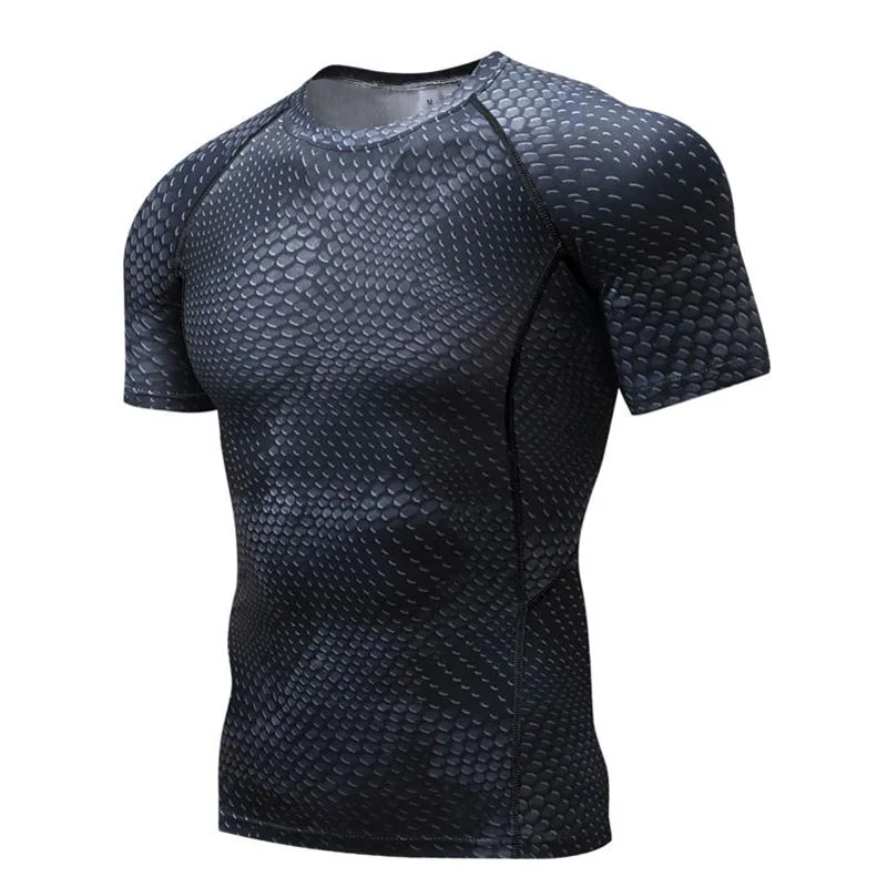 

Summer New Male Brand Compression Shirt men Short Sleeve T-shirt Fitness Clothing Solid Color Quick Dry Crossfit Lycra Tops