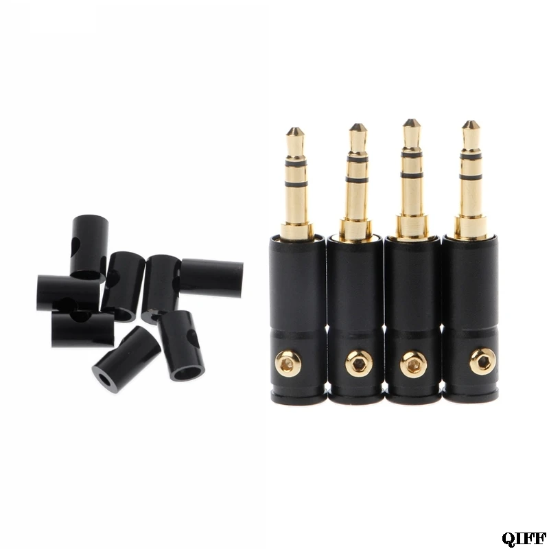 

4 Sets Gold Plated 3.5mm Male Stereo Mini Jack Plug Audio Soldering Adapter Repair Headphone Mar28