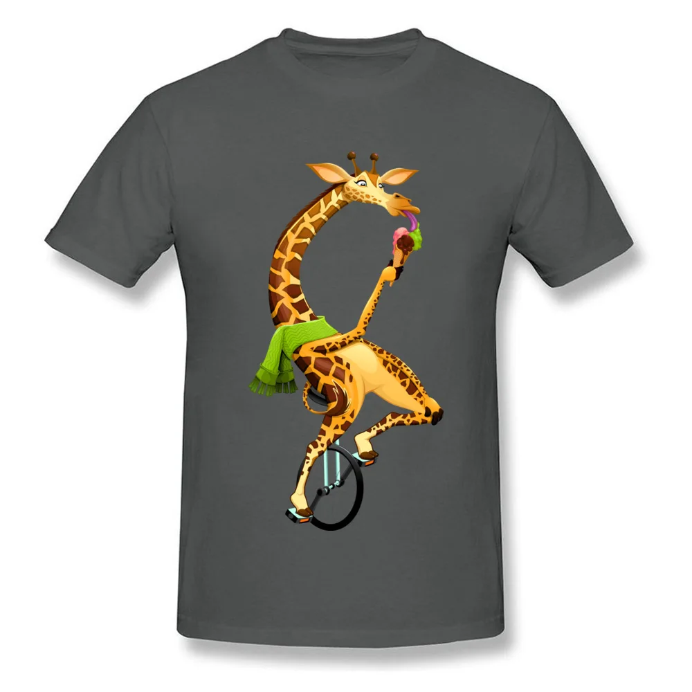 Men Fashion Tops Shirts Crew Neck Labor Day 100% Cotton Tshirts cosie Short Sleeve Funny giraffe on an unicycle Clothing Shirt Funny giraffe on an unicycle carbon