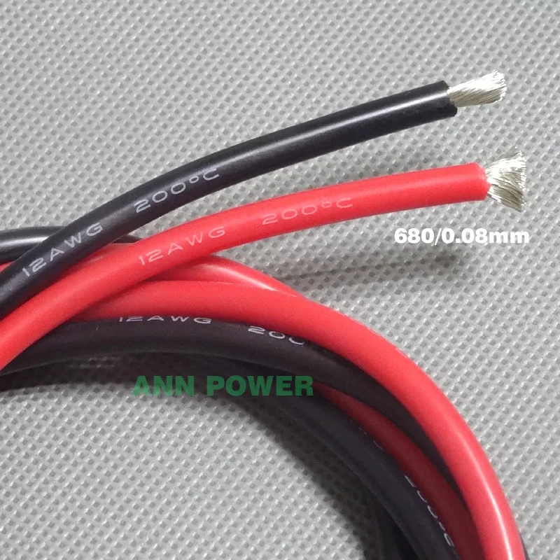 12AWG силиконовый провод 12 AWG 12# Силикагель провода Проводник 680/0. 08 мм AWG12 высокая температура луженая медь кабель