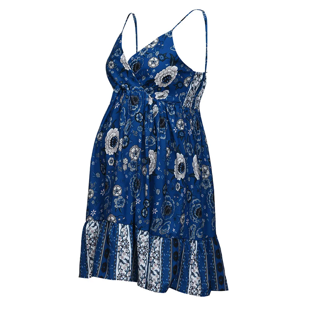 Материнство летнее, без рукавов, Цветочный печати повседневное сарафан беременность платье Лето Материнство платье мама беременных хлопок платье L406