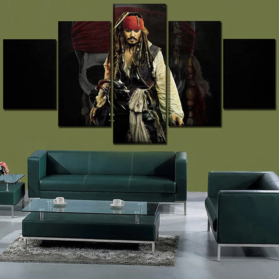 

Wall Art Canvas Pictures HD 5 Pieces Movie Pirates Of The Caribbean Ship Poster Home Decor Modular Print Painting Framed Bedroom