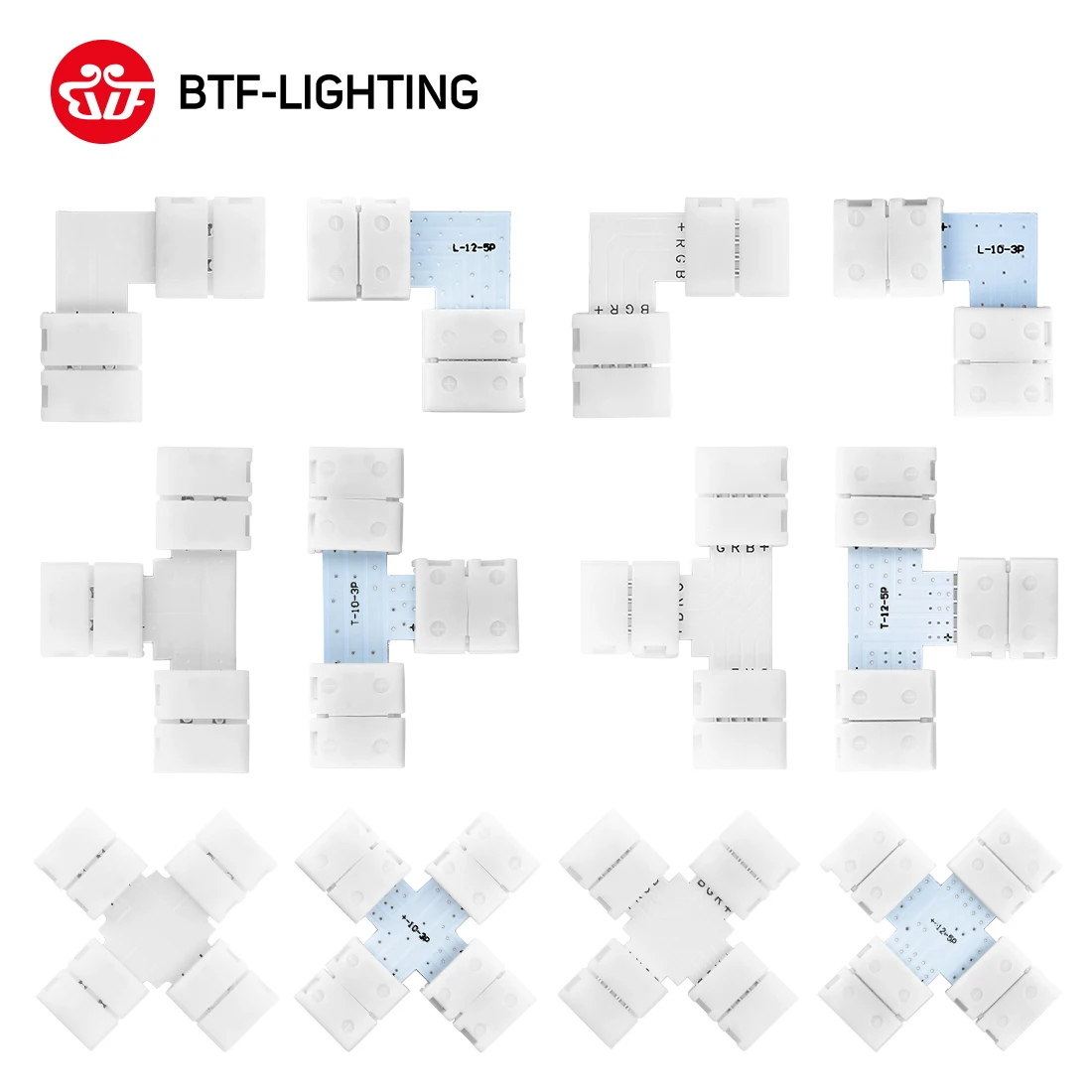 2pin/3pin/4pin/5pin Угловой Соединитель 8 мм/10 мм/12 мм Ширина T/L/X Форма паяный соединитель Ws2811 Ws2812b нет пайки
