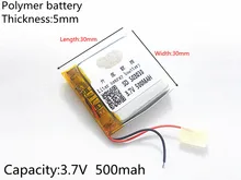 3.7V 500mAh battery 503030 Lithium Polymer Rechargeable Battery Li Po li ion For Mp3 DVD Camera GPS PSP bluetooth electronics