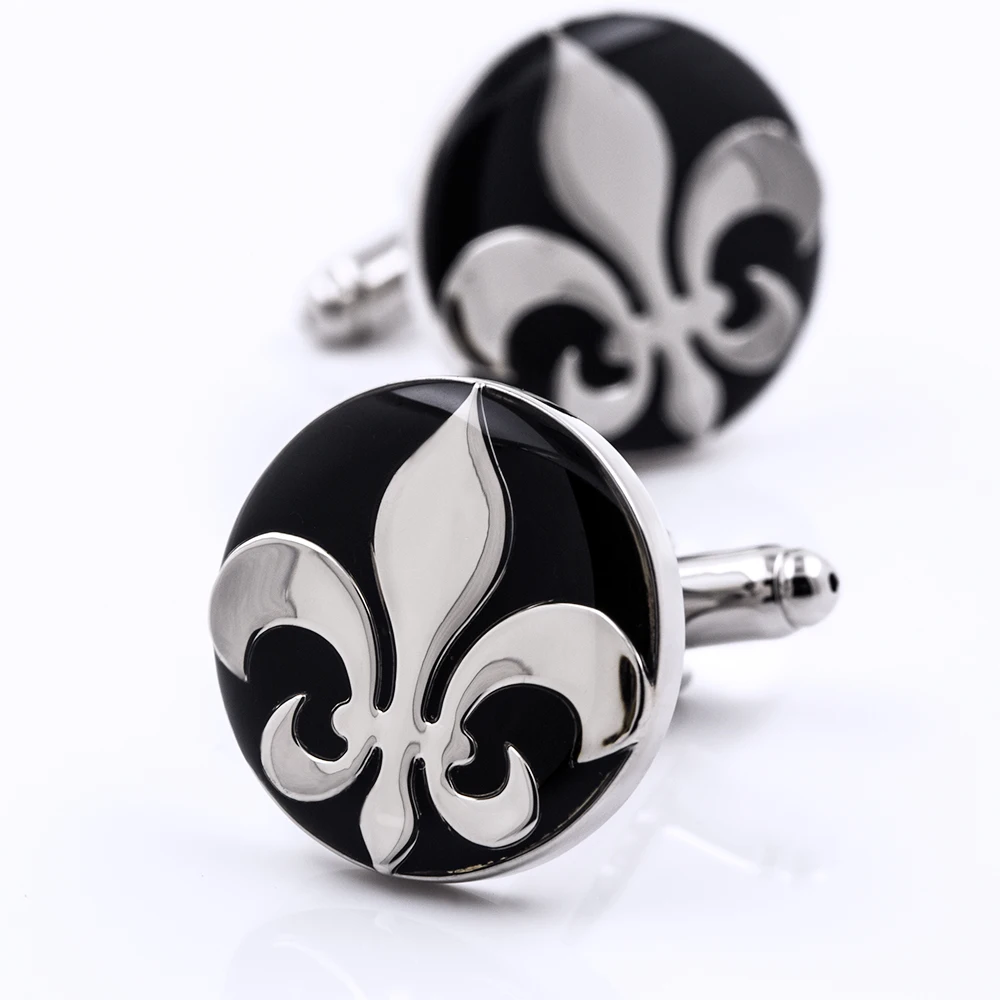 

KFLK brand high quality men round black cufflinks hot wedding gift button 2017 new products coming free shipping