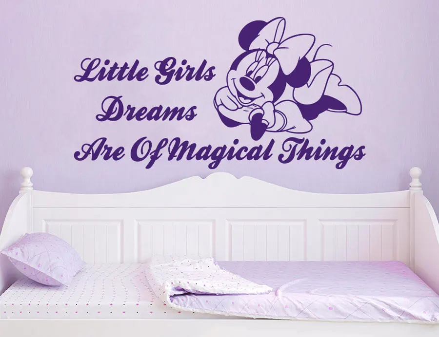 

Wall Decals Quotes Minnie Mouse Little Girls Dreams Are Of Magical Things Vinyl Sticker Nursery Girls Bedroom Decor K531