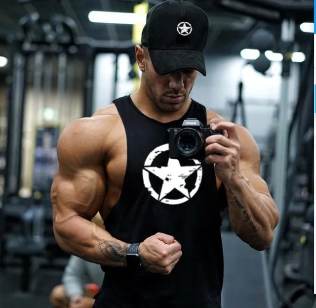 

2018 New fashion cotton sleeveless shirts tank top men Fitness shirt mens singlet Bodybuilding workout gym vest fitness men