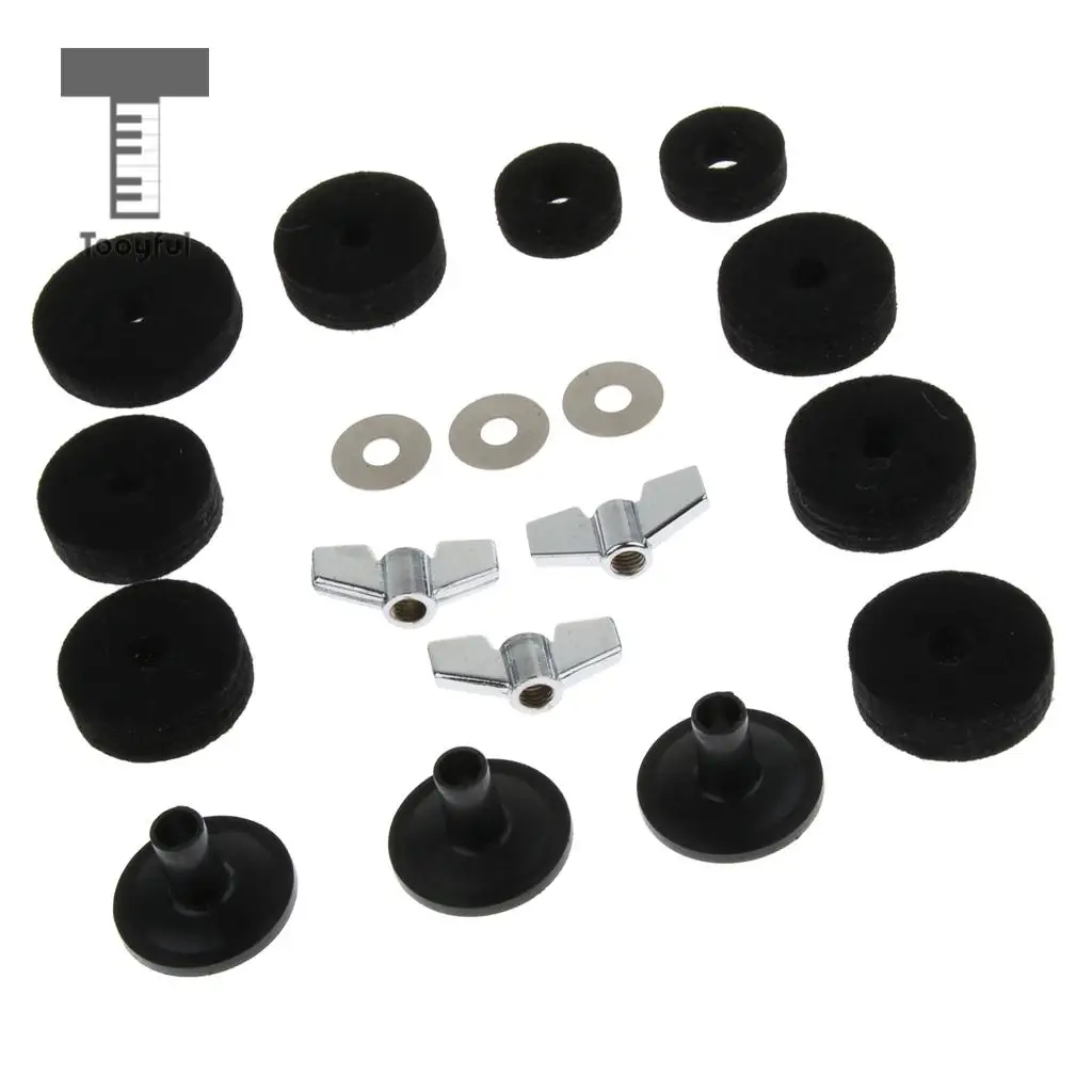 Tooyful 18 Pcs of Set Cymbal Stand Felt Wing Nuts Washers for Percussion Accessory