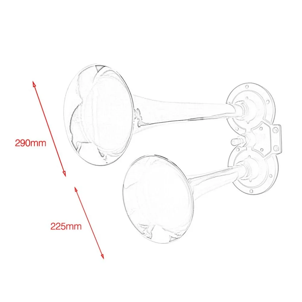 24V 128DB Electric Air Horn Super Loud Dual Trumpet Air Horn Powerful Metal Vehicle Horn For Car Truck Train Lorry Boat
