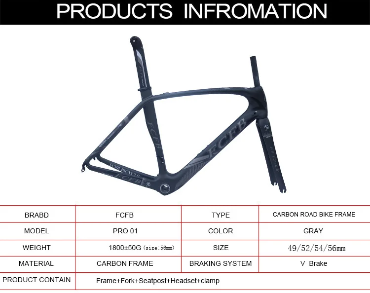 Clearance 2017 FCFB carbon road bike Pro01 road carbon frame 49/52/54/56cm matt BSA bicicleta road bike frame with carbon handlebar 0 Clearance 2017 FCFB carbon road bike Pro01 road carbon frame 49/52/54/56cm matt BSA bicicleta road bike frame with carbon handlebar 0