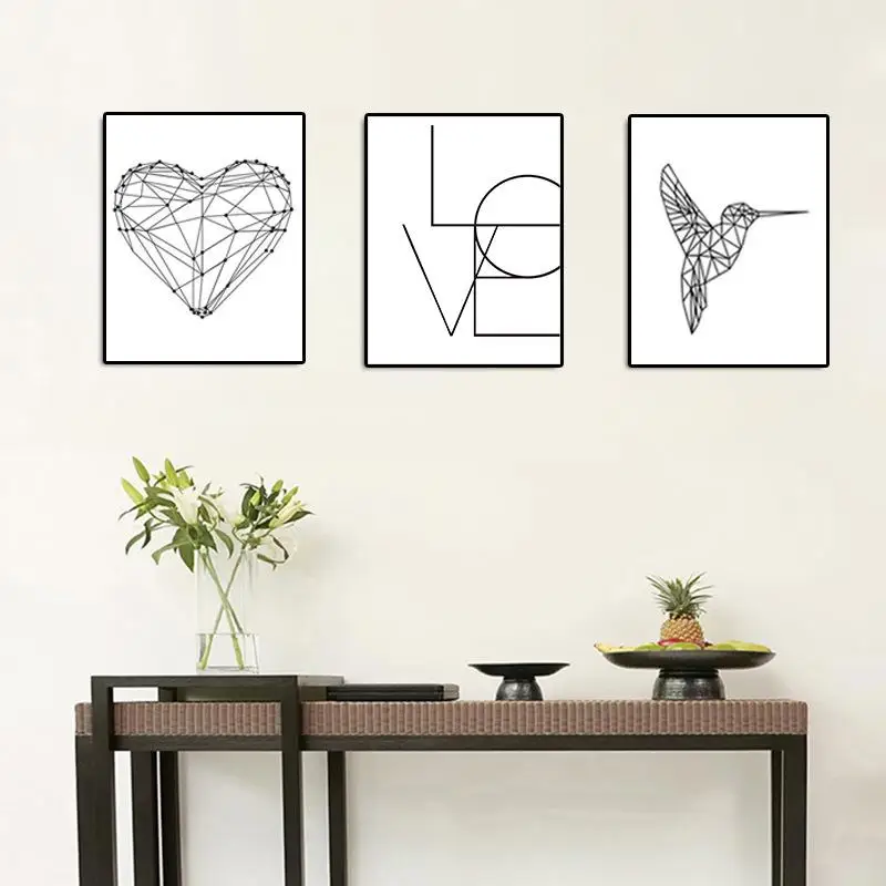 

Nordic Simple Spray Painting Wall Art Poster Print Canvas Cartoon Love Bird Modular Wall Picture Home Bedroom Decoration CB2118