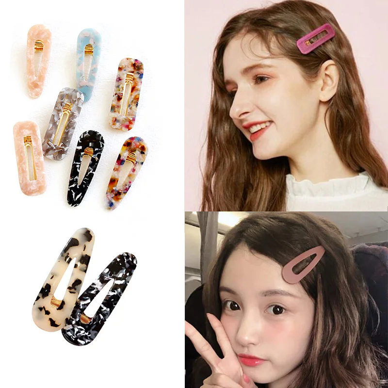 

1PCS Women Girls Acrylic Hair Clip Hollow Rectangle Water Drop Hair Clips Tin Foil Sequins Hairpins Scrub Headwear Hair Barrette