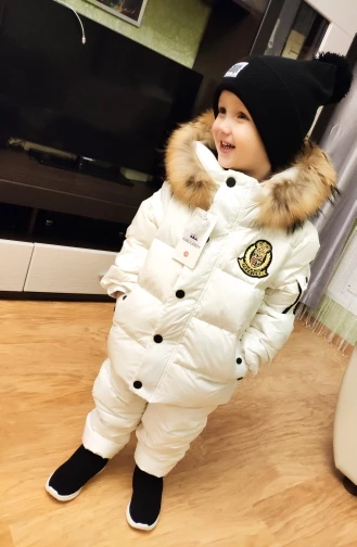 Зимние комплекты одежды для детей до-30 градусов белая зимняя одежда на утином пуху для маленьких мальчиков и девочек плотные пальто, комбинезон, куртка детский комплект одежды