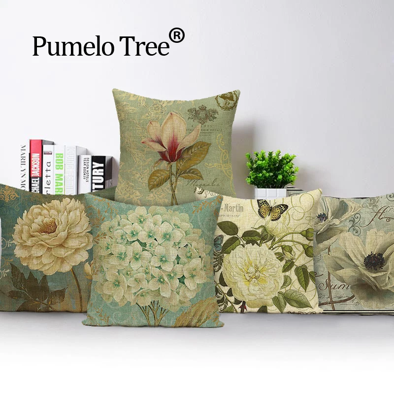 Декоративная подушка для дома с растениями, винтажная Подушка, декоративные подушки, чехол для подушки с изображением птиц и цветов, домашний декор