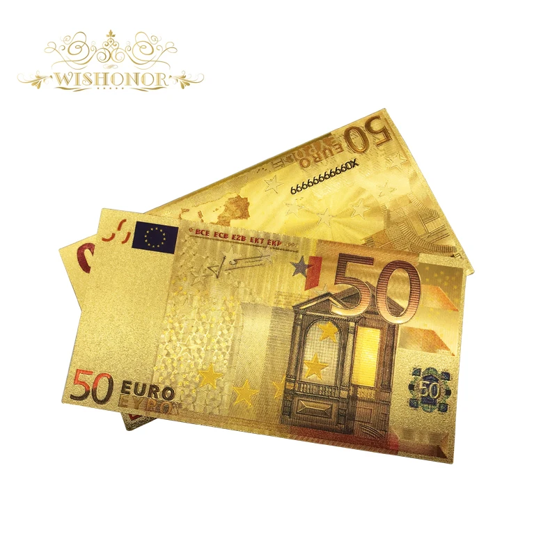 

European Color Banknotes 24k Gold Plated Euro 100 Fake Paper Money Replica Currency For Collection