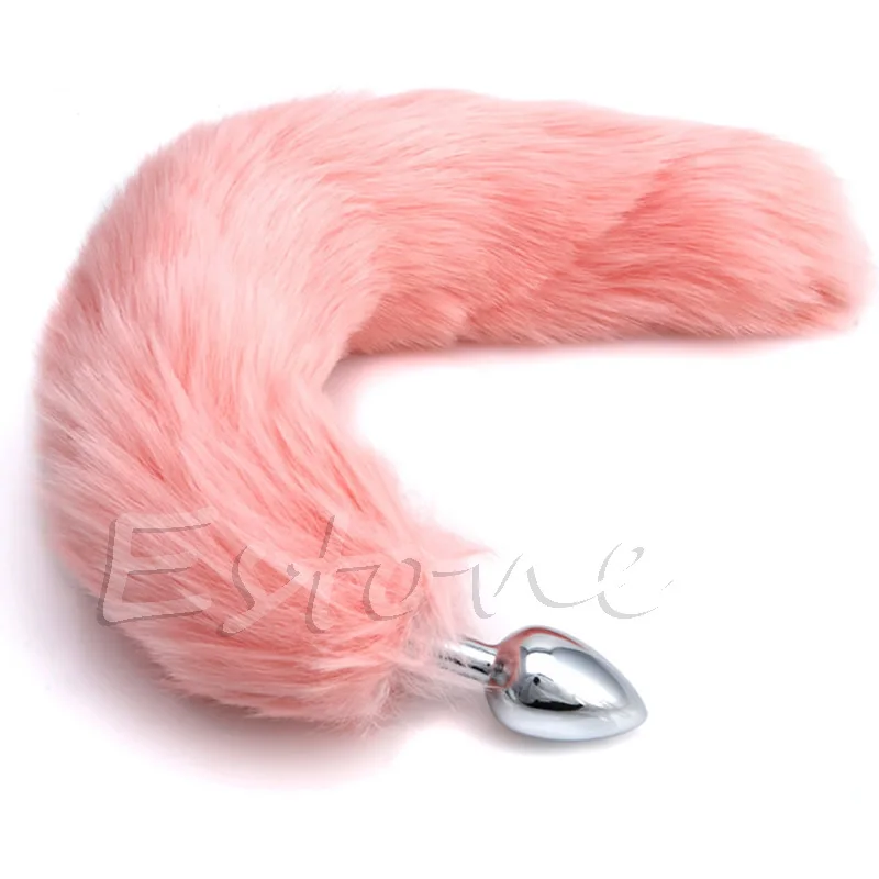 

35CM Romance Adult Love Product Pink Fox Tail Butt Metal Plug Anal Sex Toy New Arrival