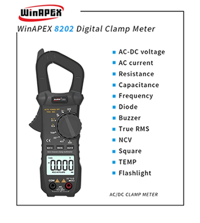 WinAPEX цифровой клещи 600A AC Ток Емкость Сопротивление TEMP частота NCV тестер квадратный выход True RMS мультиметр