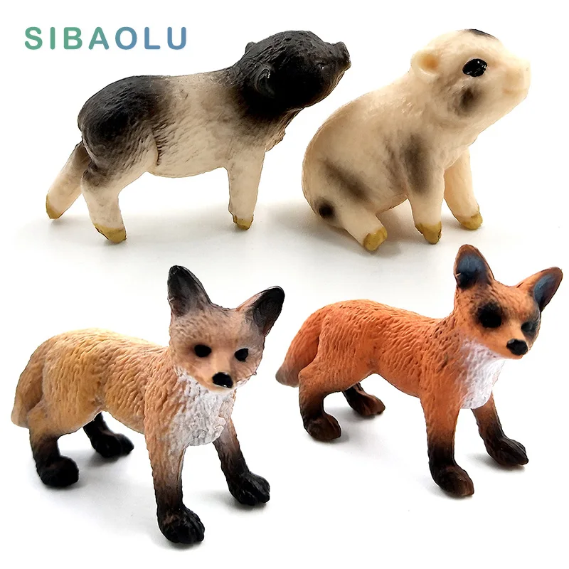 Simulation Mini Fox Pig Animal Model Figure Figurine Diy Home Decor Miniature Fairy Garden Decoration Accessories Modern Statue fidget toys mechanical pencil set night light color marker pens plush toy patch emblems phone keychain diving mask led table lamp nut spice grinder