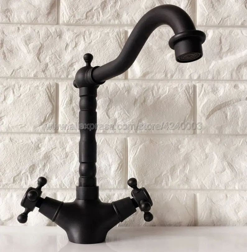

Oil Rubbed Bronze Swivel Spouts Bathroom Basin Faucet Kitchen Faucet Double Handle Mixer Tap Knf344