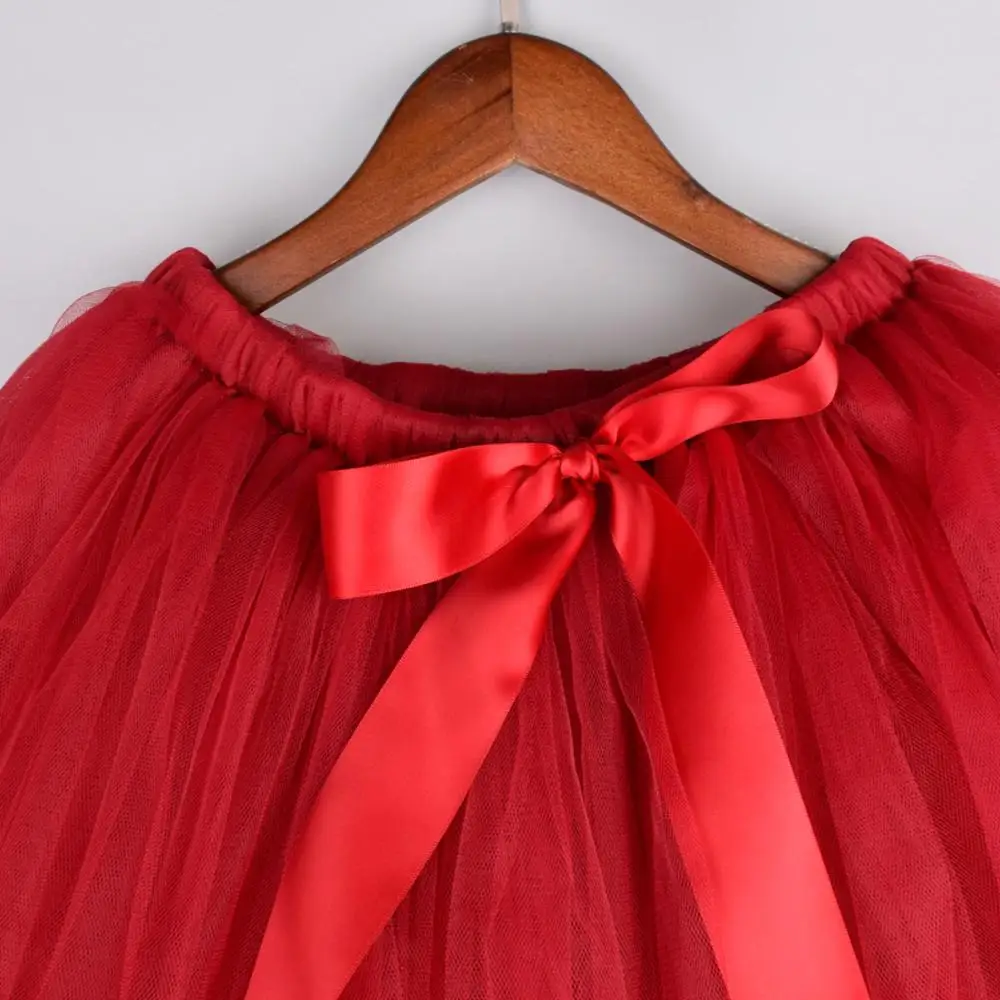 Maroon Adult tutu skirt Women Keen Length Fluffy Tulle Tutus Lady Birthday Party Costume Mother and Daughter Photo Prop Skirt