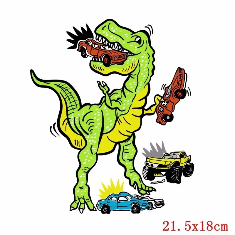 Pulaqi мультфильм Парк Юрского периода стикер железа на нашивки в виде динозавра теплопередача для мужчин футболка одежда аксессуары H - Цвет: Purple