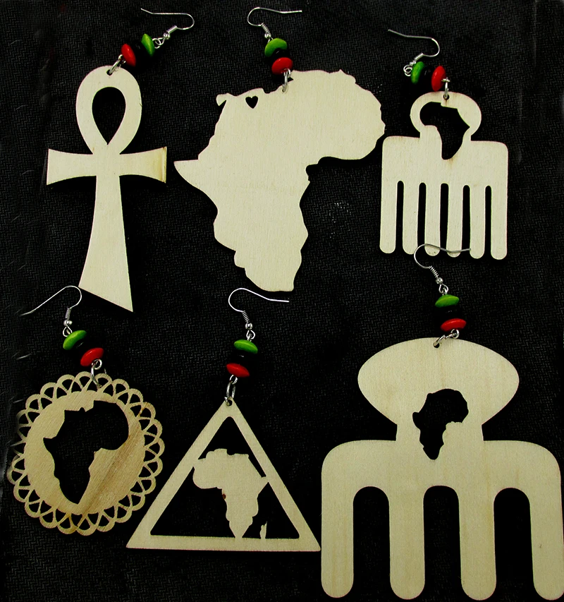 10pairs/lot African Rasta Map Wood Earrings | Украшения и аксессуары