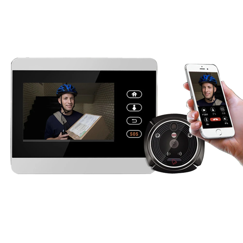 Электронный домофон 4 "HD, автоматический видео фото глазок камера ИК Ночное Видение обнаружения движения безопасности Дверные звонки