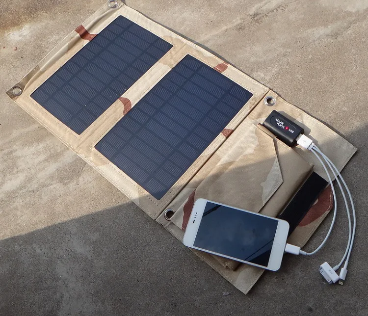  5.5V 7W Outdoor folding Solar Panel USB Output Portable Foldable Power Bank waterproof travel Solar