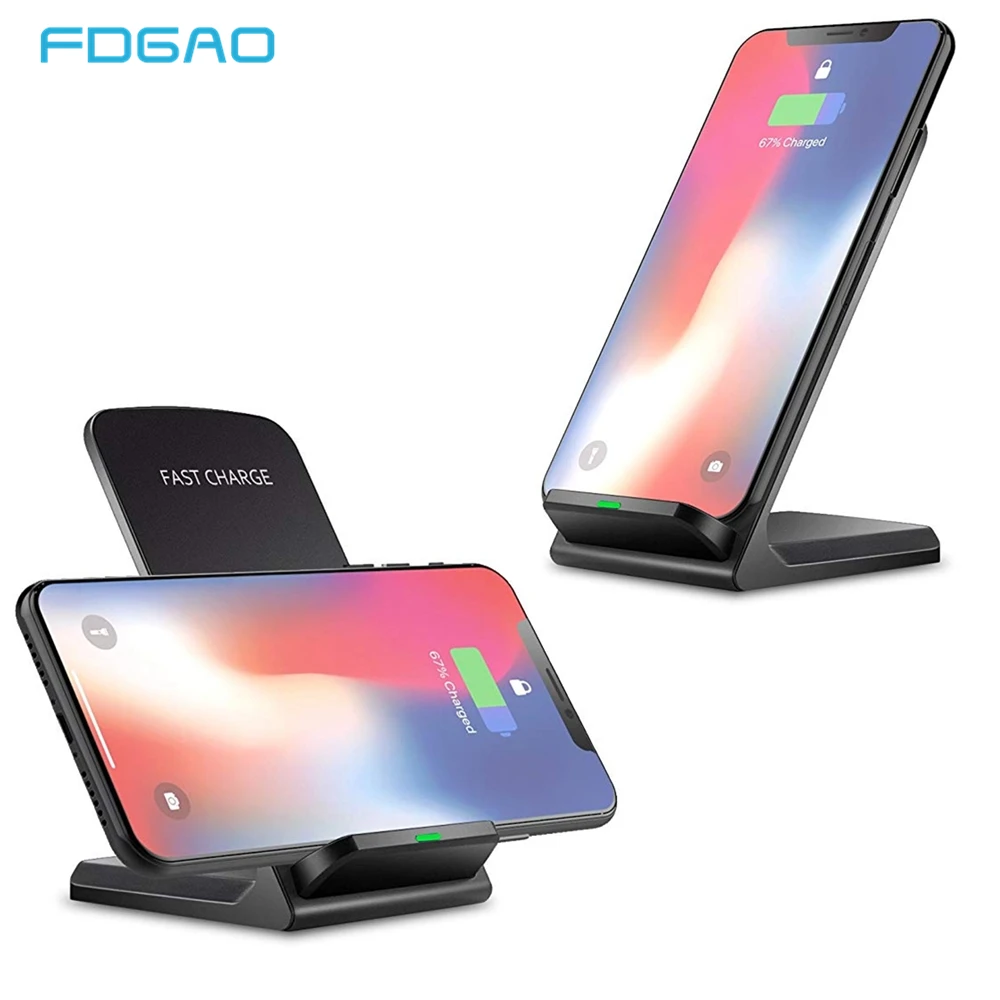 FDGAO Qi Быстрое беспроводное зарядное устройство для iPhone X XS Max 8 Plus XR USB Quick 10 Вт Подставка для зарядки для samsung S8 S9 Note 9 8 Xiaomi