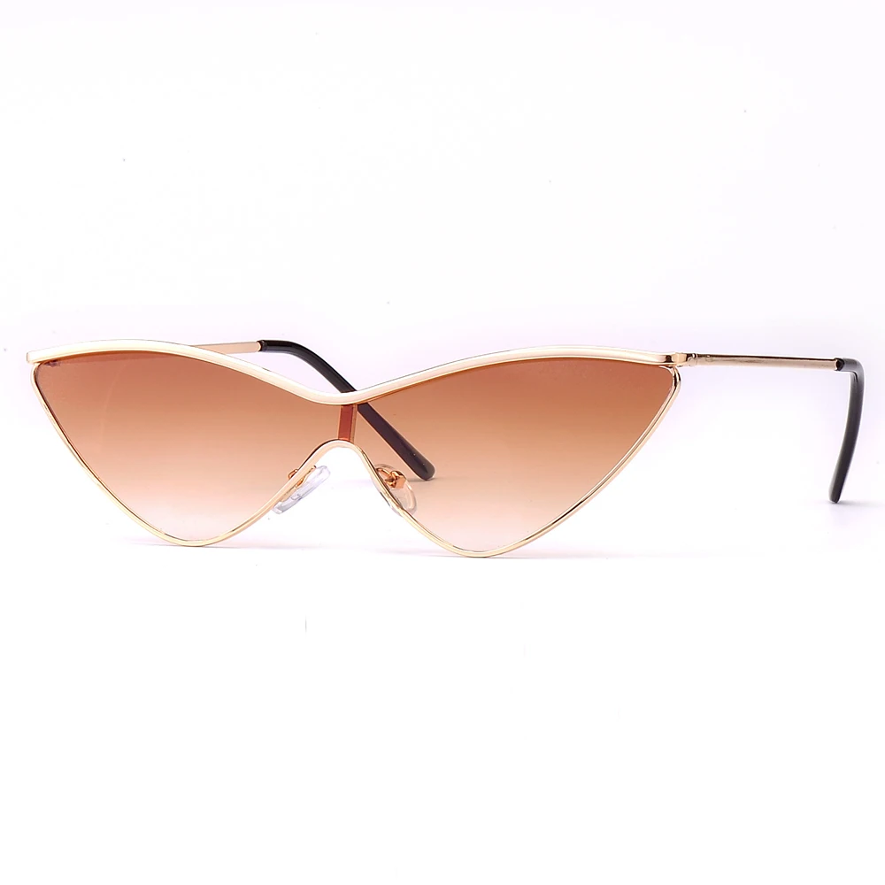 Металлическая оправа кошачий глаз солнцезащитные очки для мужчин и женщин Модные Оттенки UV400 Винтажные Очки 45373 - Цвет линз: Gradient Tea