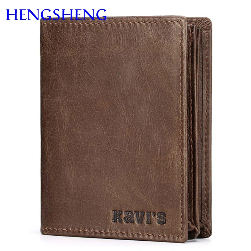 Hengsheng newly vintage men leather wallet with 100% genuine leather vertical men wallet to ...