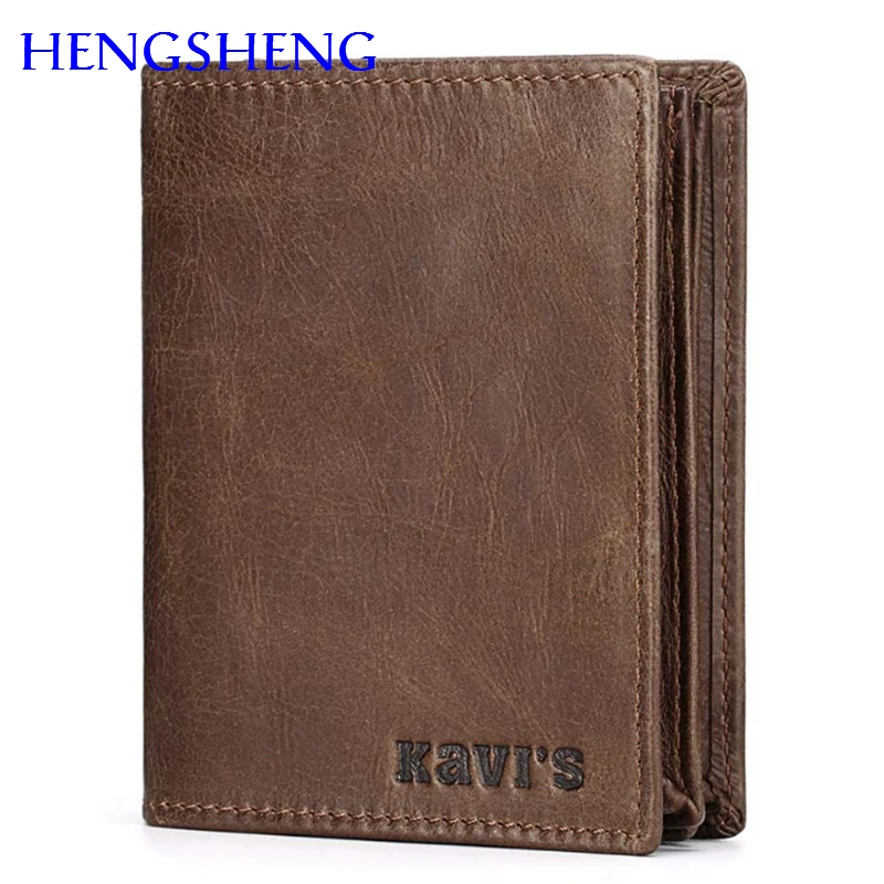 

Hengsheng newly vintage men leather wallet with 100% genuine leather vertical men wallet to friend fashion short wallet