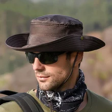 Шляпа-ведро, дышащая, упаковываемая, складная, солнцезащитная, полиэфирная, сетчатая, для рабака солнца, с ремешком для подбородка, для мужчин и женщин