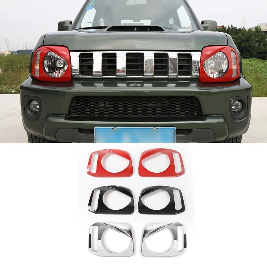 

2PCS Car-Styling High Quality Angry Head Light Cover Bezels For Suzuki Jimny 2011 - 2015 ABS Front Headlight Lamp Covers Trim
