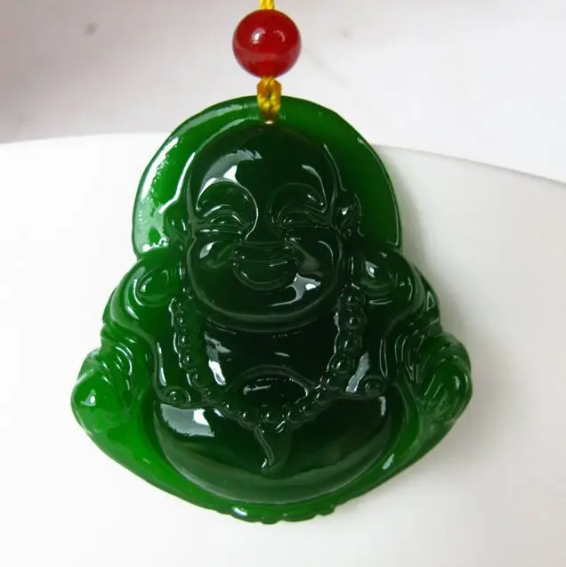

Certified Natural Hetian stone Pendant Maitreya Buddha Happy God