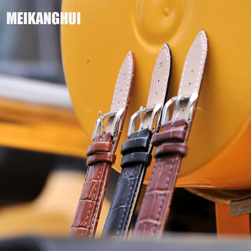 MEIKANGHUI новый продукт черный коричневый ремешок для часов из натуральной кожи 14 мм