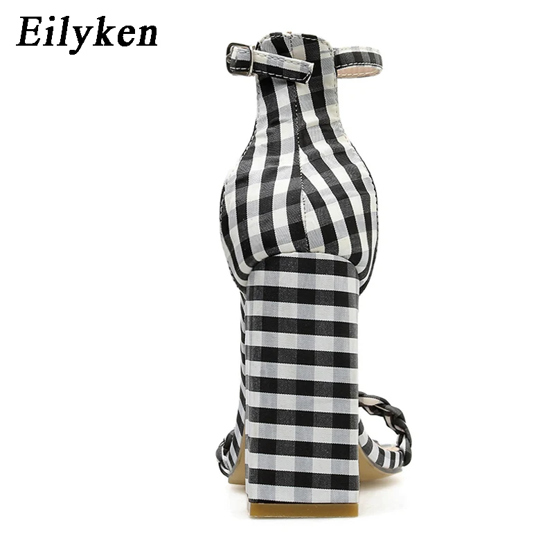 Eilyken/модные милые летние босоножки на высоком каблуке; женские Босоножки с открытым носком и ремешком на щиколотке с пряжкой; женская модельная обувь для вечеринок