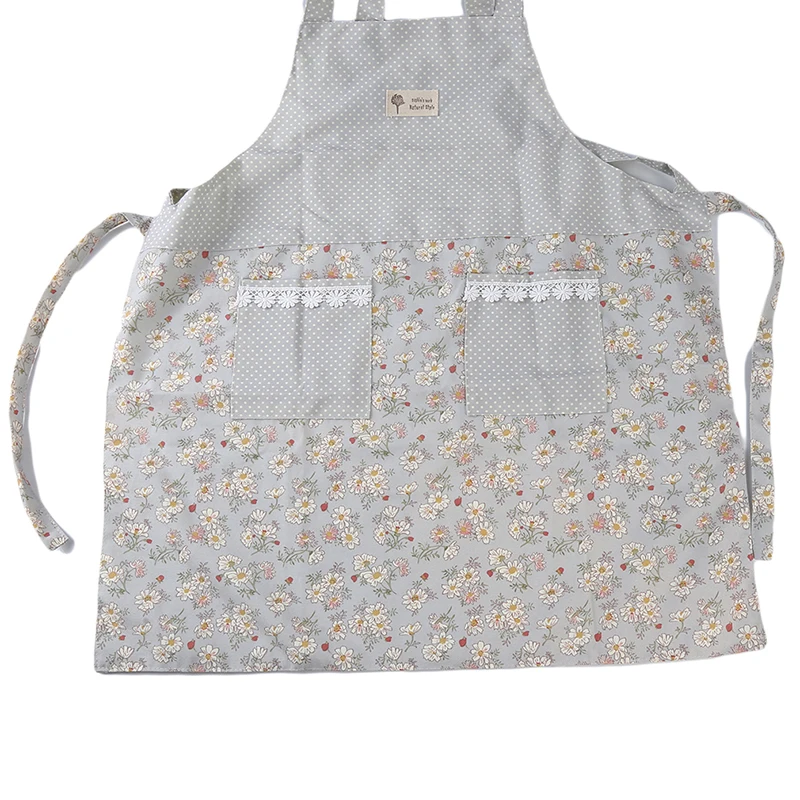 gray Unisex Waterproof Apron With Pocket Kitchen Oil-Proof Household Apron Thickening Cloth Cotton Kitchen Cooking Accessories - Color: gray