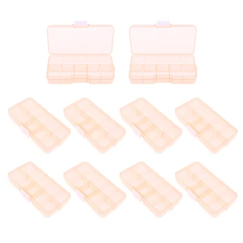 

Portable Jewelry Dividers Box Plastic Organizer Storage Container for Small Jewelry DIY Crafts Sewing Supplies,10 Grids,10 Packs