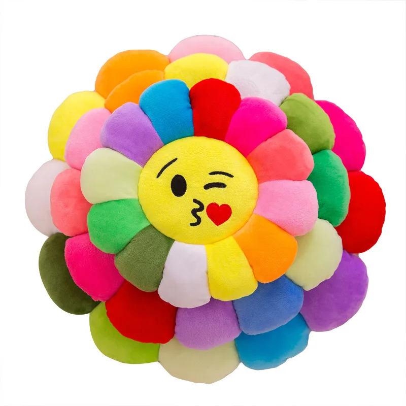 

Cute sunflower Cushions QQ Smiley Emotion Soft Decorative Pillows 30/40/50cm Cusion Cotton Home Textile Christmas Gift