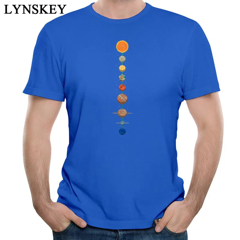 Round Neck T Shirts Group Summer Tops Shirts Short Sleeve for Students Brand New 100% Cotton Fabric Planets Design Tee-Shirt blue
