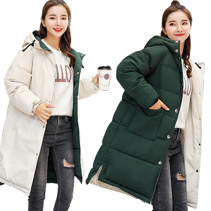 

MANDADI winter jacket women 2019 cotton-padded thick warm hooded long coat women parka outwear female Both Two Sides Can Be Wear