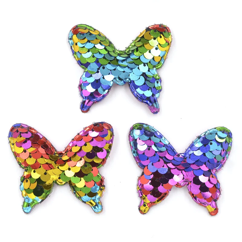 

16Pcs 44*52mm Rainbow Paillette Padded Patches Glitter Butterfly Appliques for Craft Bags Clothes Sewing Supplies Decoration F30