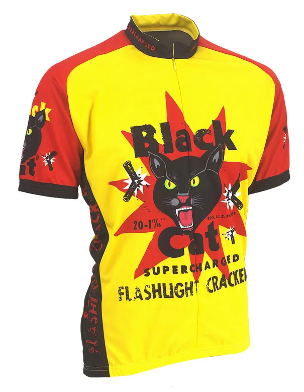 2016 new men cartoon black cat short sleeve cycling jersey cool bike