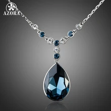 AZORA белого золота цвет большой неправильной формы чернильный синий Stellux австрийский кристалл кулон ювелирные изделия ожерелье TN0064