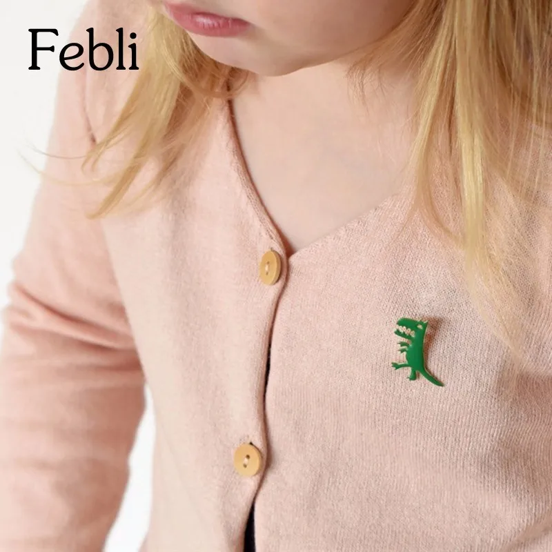 Febli Children's Brooch Green Dinosaur Shape Cartoon Lovely Contracted High Quality Sweater Decorations | Украшения и