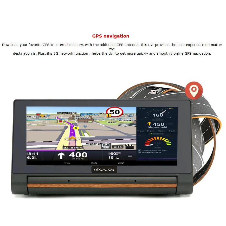 Bluavido 6 86 &quotСенсорный автомобильный видеорегистратор 3G Android Full HD 1080P GPS навигация